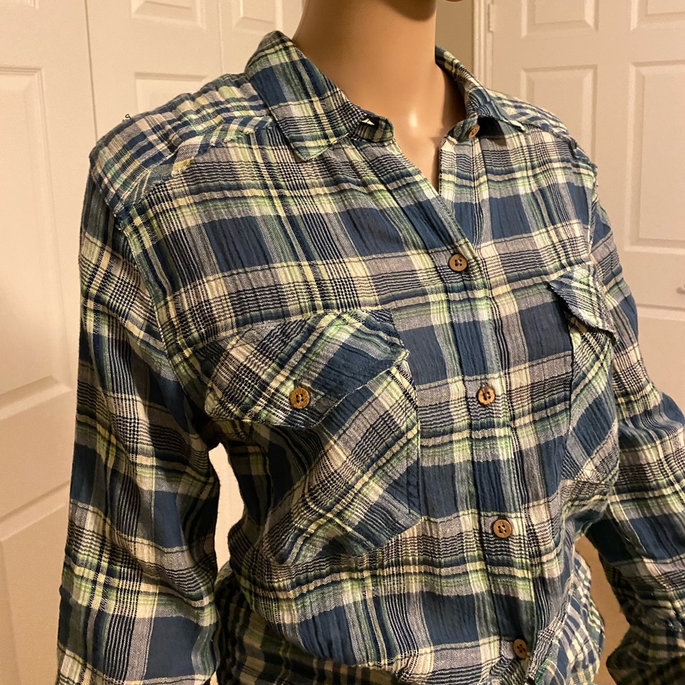 Free People Western Plaid Shirt